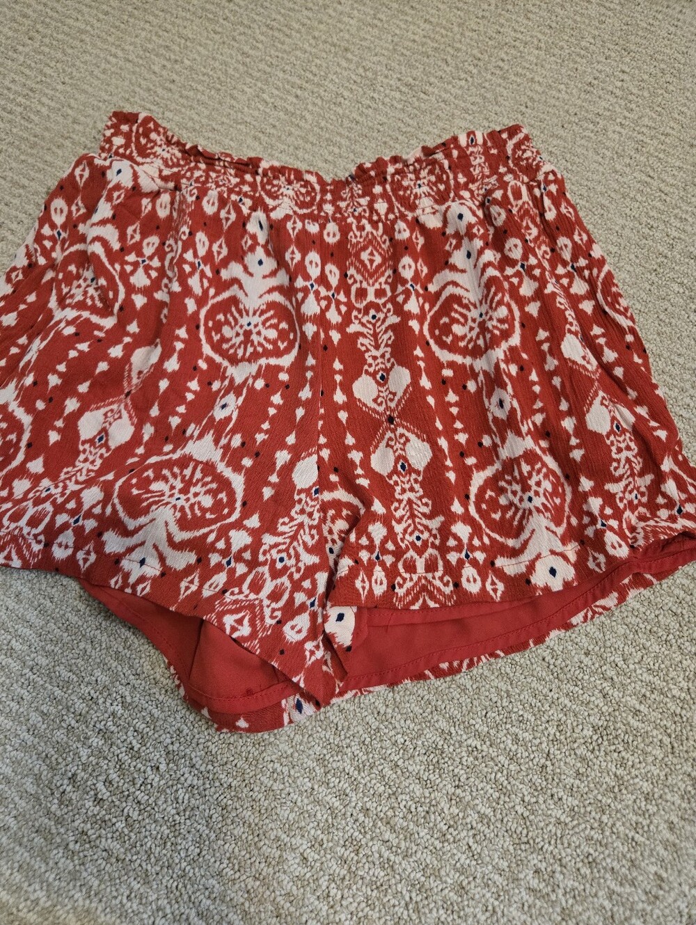 Knox Rose Red & White Smocked Waist Shorts